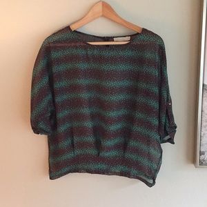 Brown and turquoise sheer flowy top. Wore once!